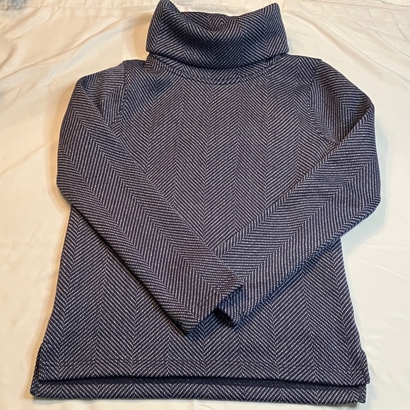 J. Crew Navy Herringbone Turtleneck Fleece Lined Top - Picture 2 of 6